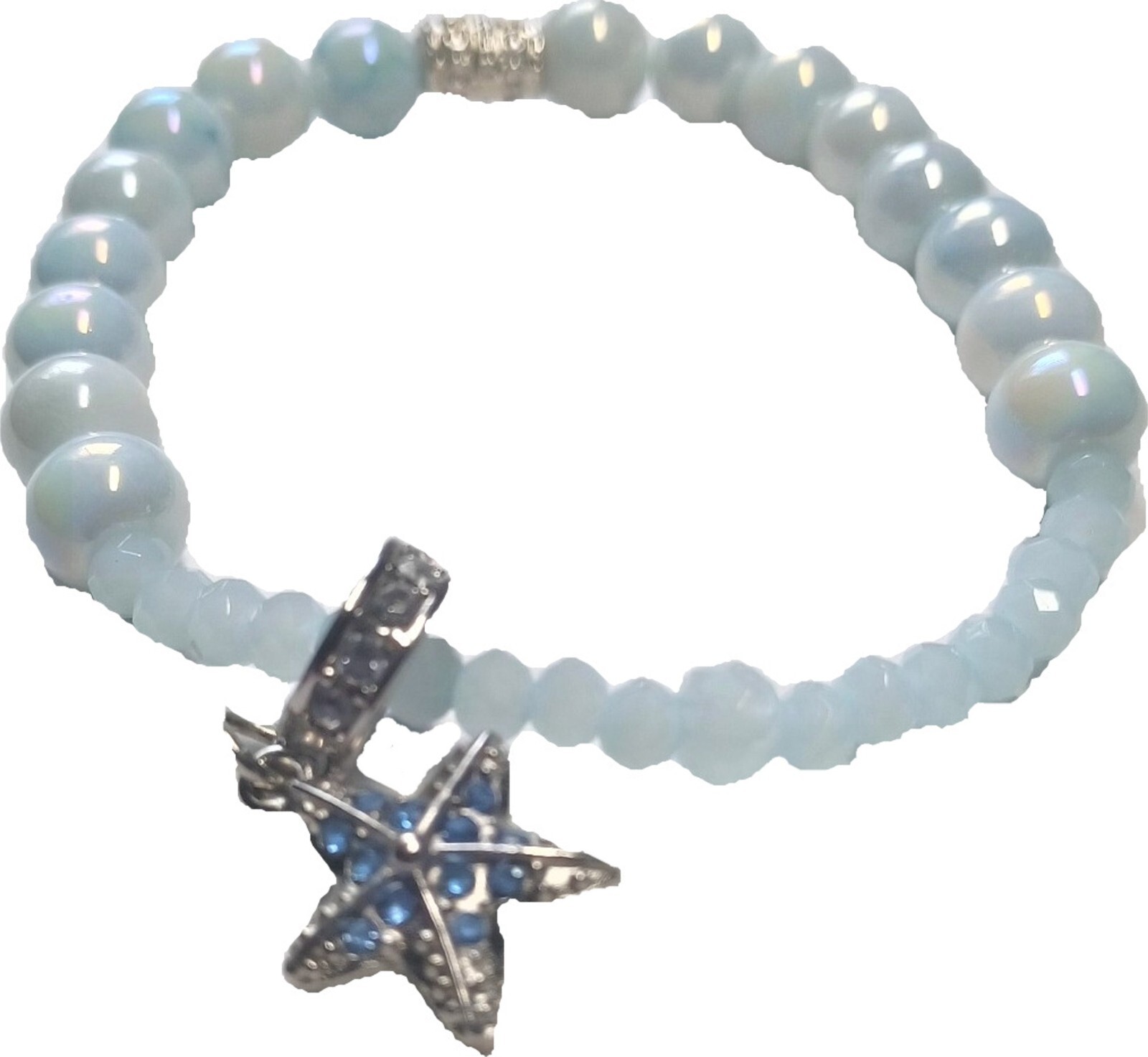 Stretchy Beaded Starfish Charm Bracelet