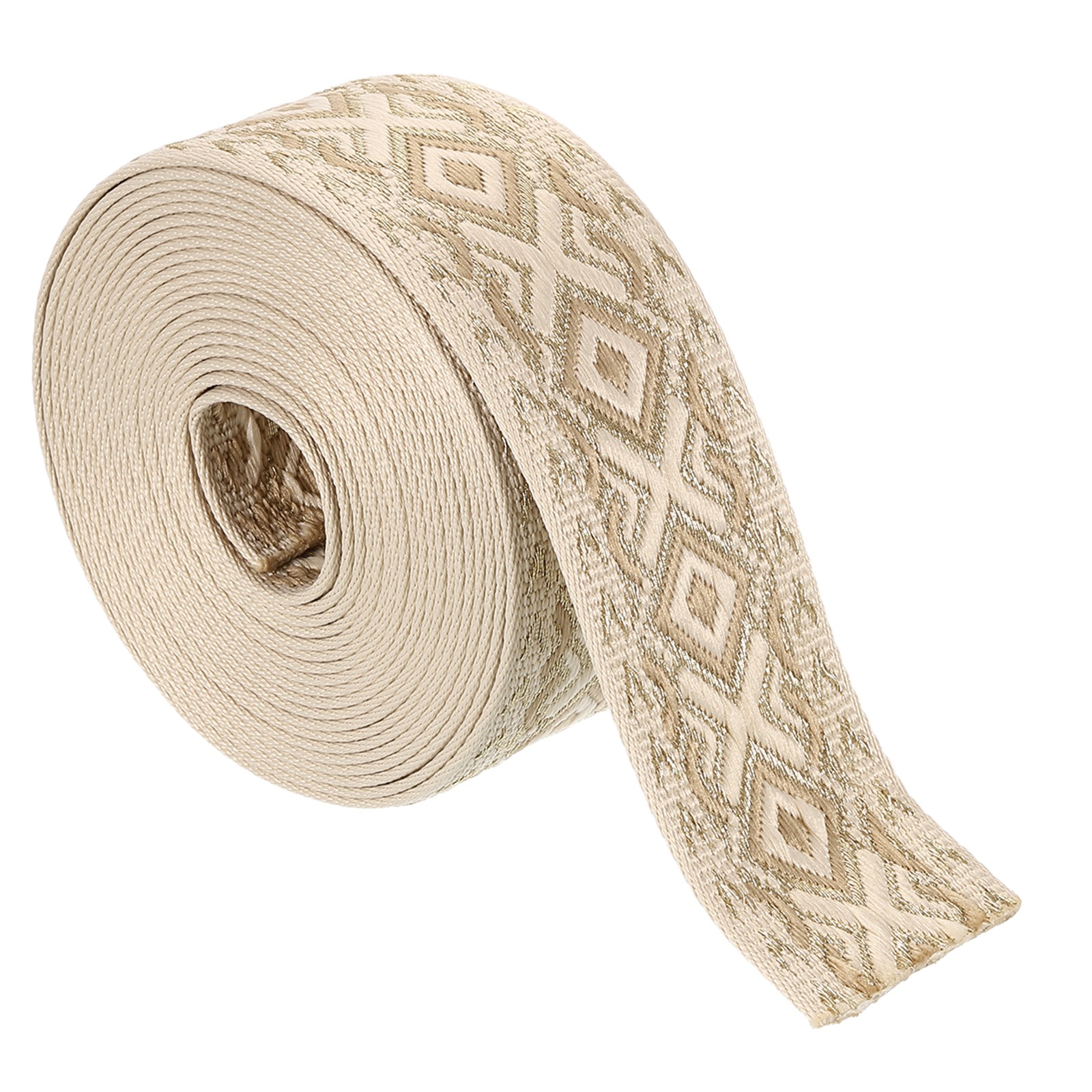 5 Yards Cotton Webbing Strap 50mm Jacquard Webbing Purse Strap Khaki-Gold