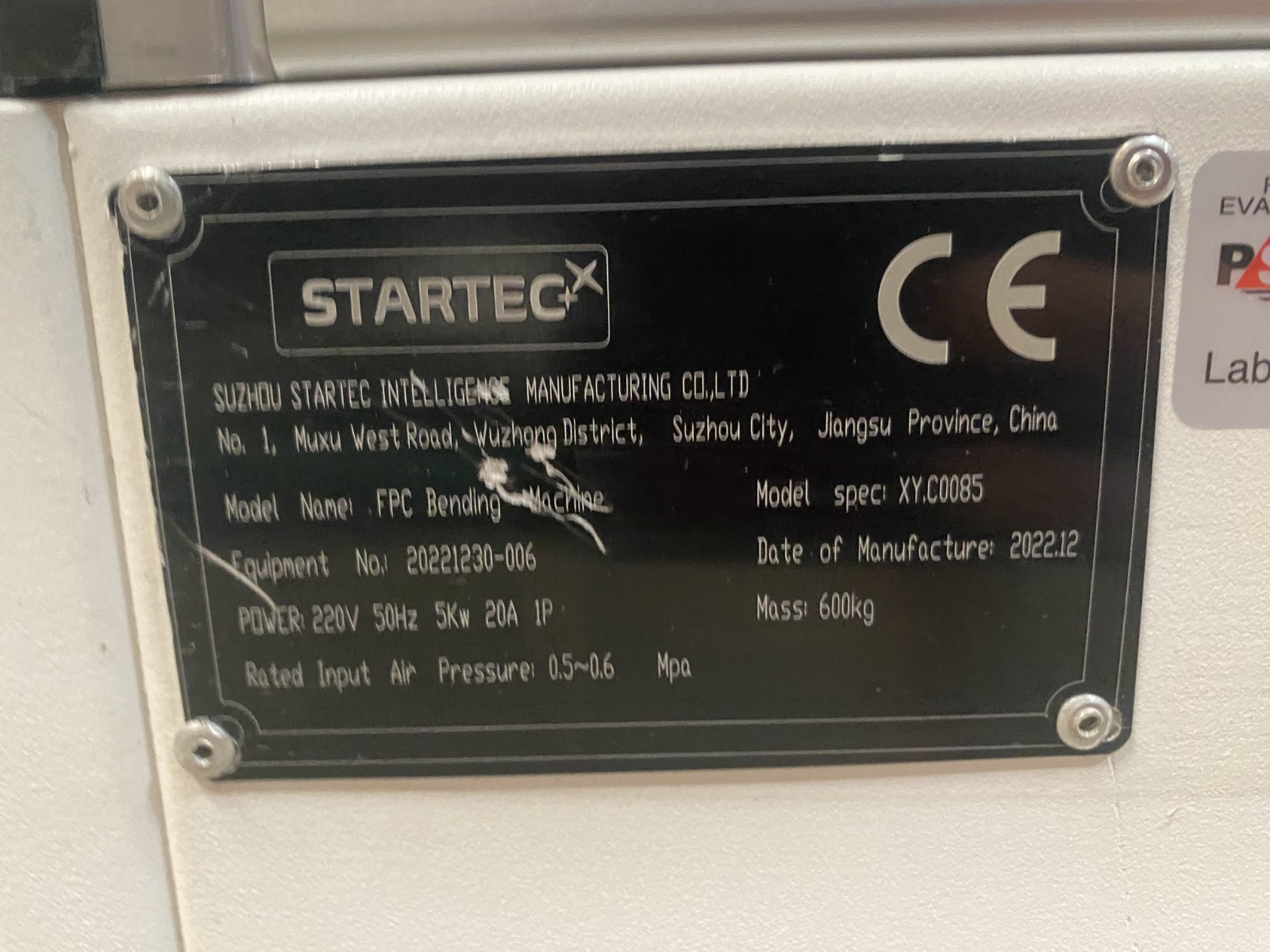 2022 STARTEC XY.C0085 FPC Bending Machine Corner Left