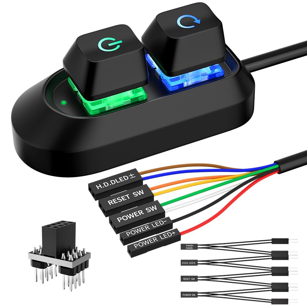 PC Power Button Switch External ON Off Reset HDD LED Desktop Cable