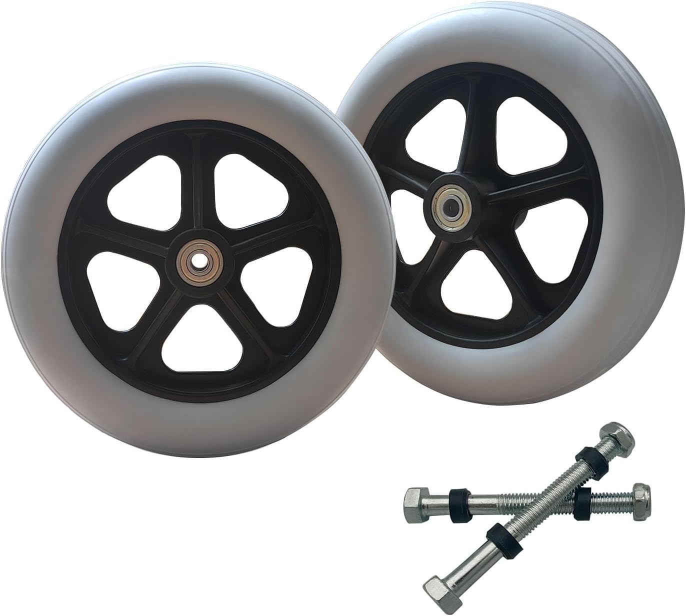 2 PCS 8 x 1.5 Inch Solid Replacement Wheels for Rollator Walker Folding Hand ...