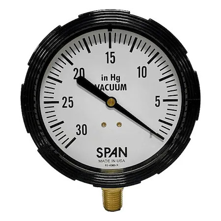 Span Lfs310-30"Hg-G-Qc-Cert Industrial Pressure Gauge, 1/4 In Npt, Bottom
