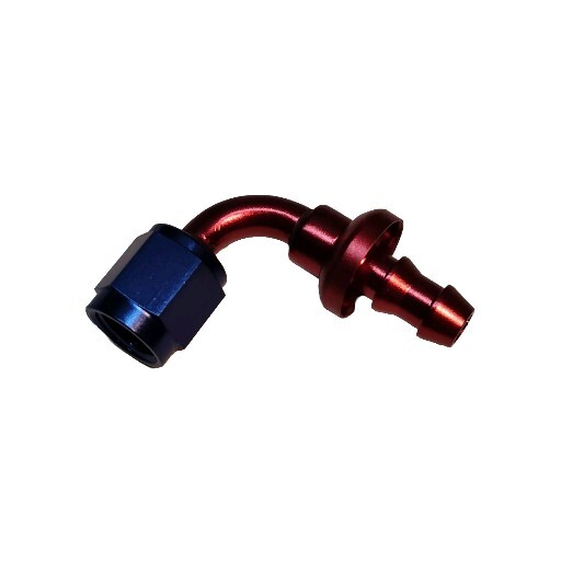 3/4 HOSE BARB TO 12AN FEMALE 90 DEGREE HOSE ADAPTER RED/BLUE