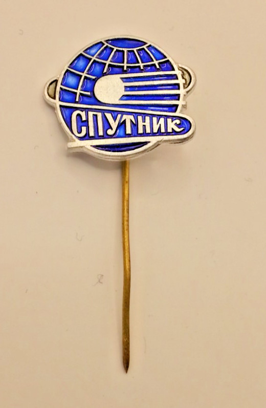 Sputnik Orbiting The Earth Soviet Pin Badge 1957 Soviet Space Rocket Satellite