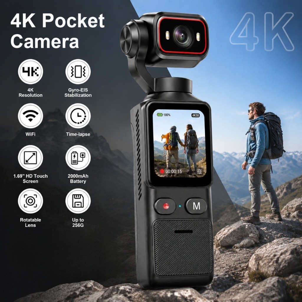 WiFi Pocket Action Camera Vlog Camera Handheld Sports Cam DV Touch Screen