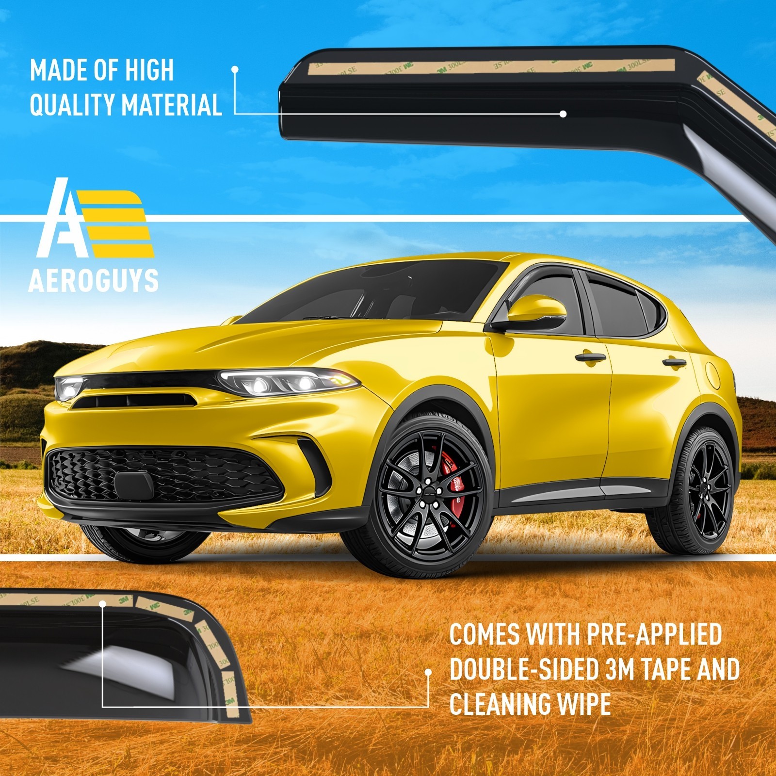 Side Window Deflectors Rain Guards for 2023-2026 Dodge Hornet