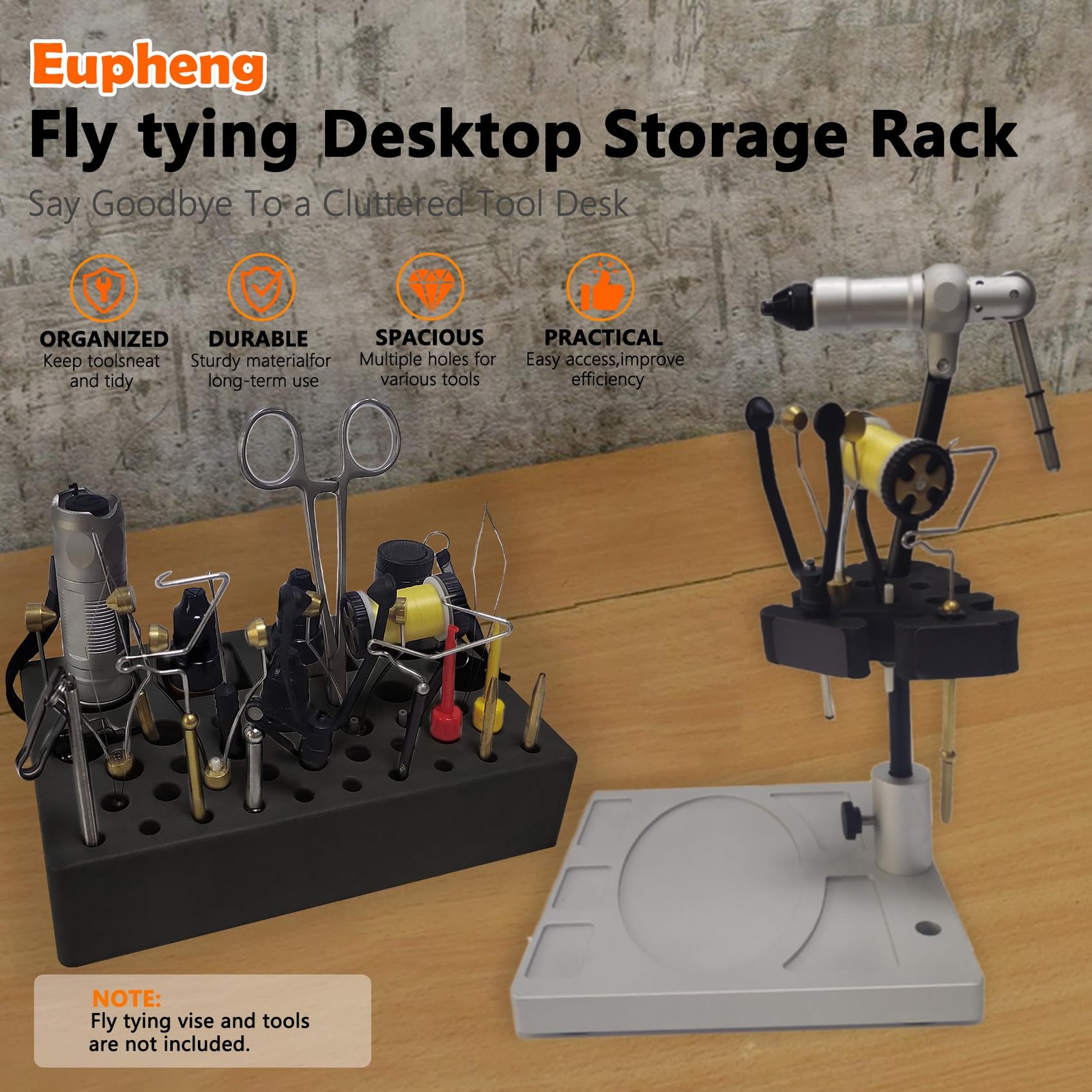 Fly Tying Desktop Storage Rack in Black and Gray, High Density Flying Pliers ...