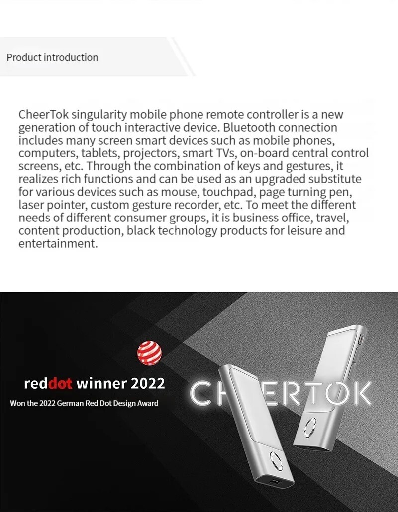Cheerdots Wireless Air Mouse Presenter Trackpad Laser Pointer Clicker Bluetooth