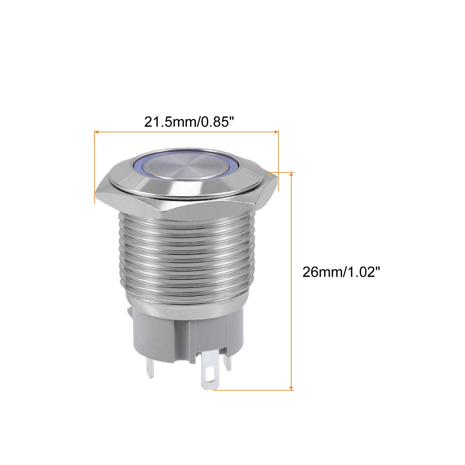 Push Button Switch 1NO Copper Nickel Plated Momentary Button 16mm 3V Silver