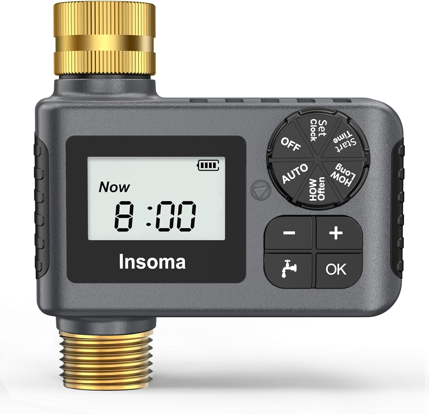 Sprinkler Timer with Brass Inlet and Outlet, Programmable Water Timer for Outdoo