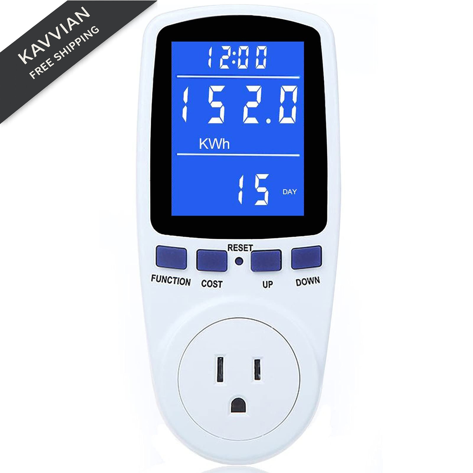 Upgraded Watt Power Meter Plug Home Electrical Usage Monitor 1 Pack, White
