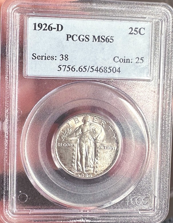 🔥 1926-D Standing Liberty Quarter PCGS MS65 – Choice Gem BU Beautiful Luster
