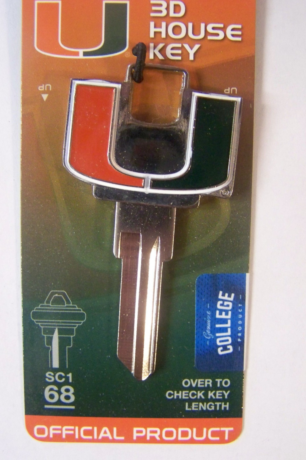 Miami Hurricanes 3D Schlage SC1 house key blank