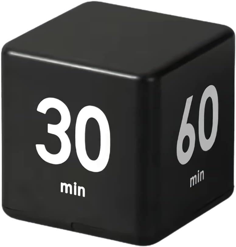 Versatile Black Cube Timer: 15-60 Minute Preset for Learning, Cooking & Games