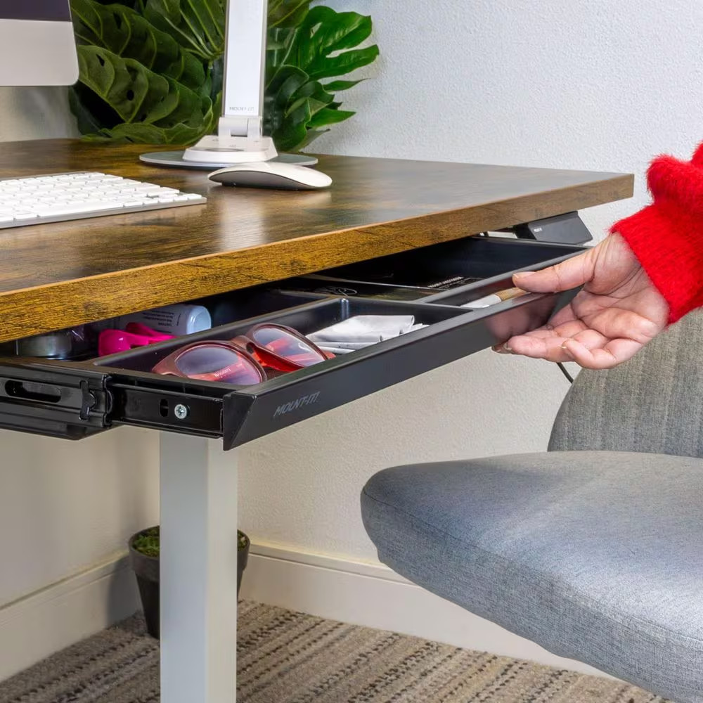 Black under Desk Drawer with 4 Compartments