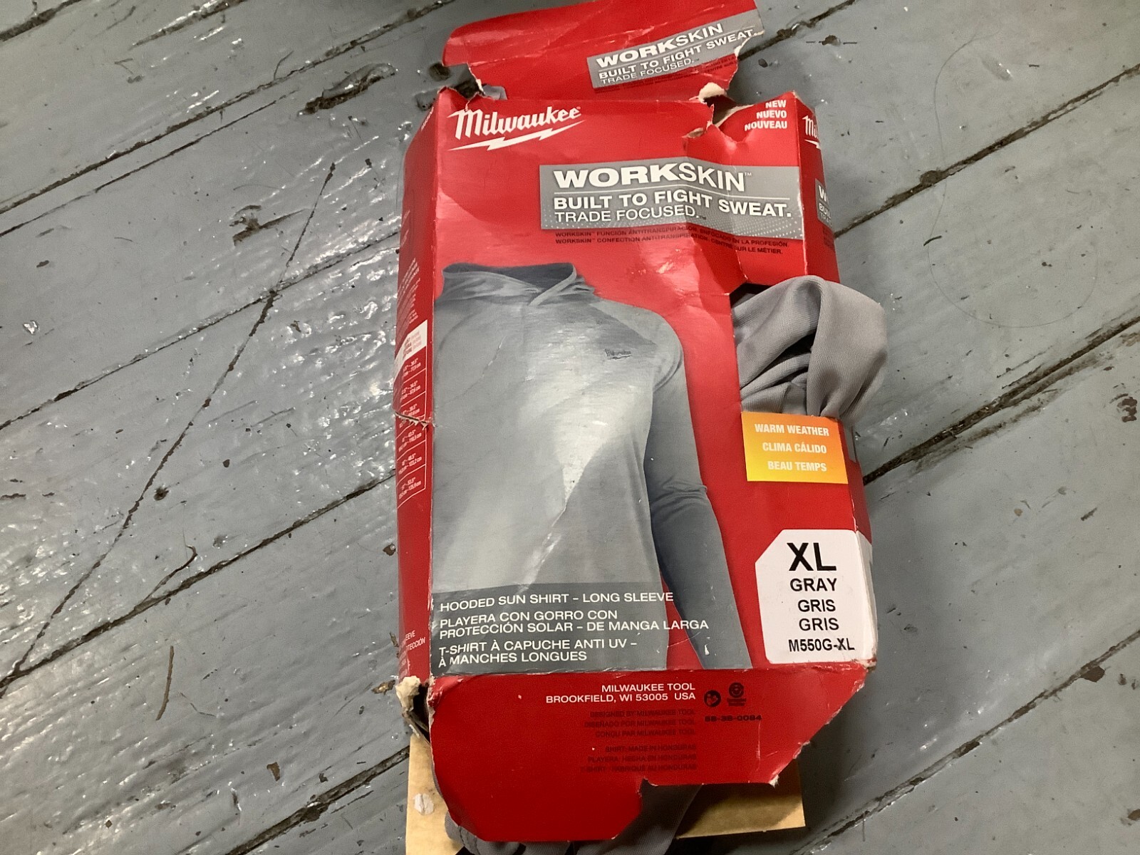 Milwaukee Workskin Hooded Sun Shirt-Gray X-Large 550G-XL