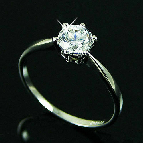 White Gold gp 0.5ct Round Cut CZ Solitaire Engagement Wedding Anniversary Ring
