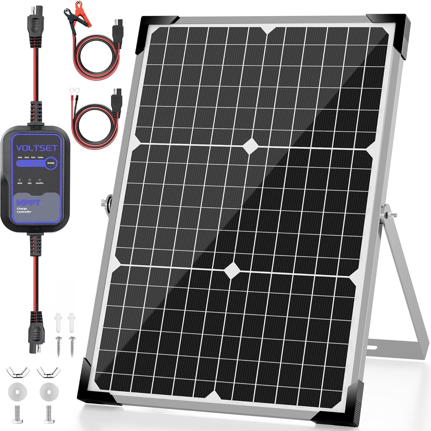Upgraded 30W 12V Solar Battery Trickle Charger Maintainer with MPPT Controller