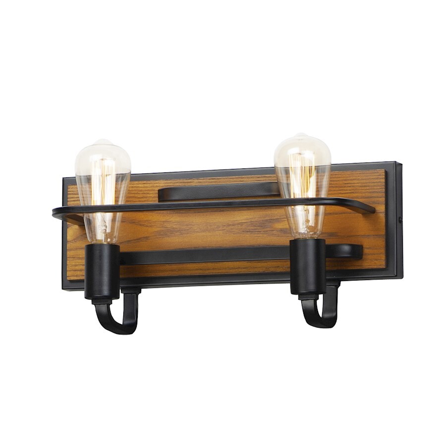 Maxim Lighting Black Forest 2-Light Bath Vanity, Black/Ashbury - 10302BKASB