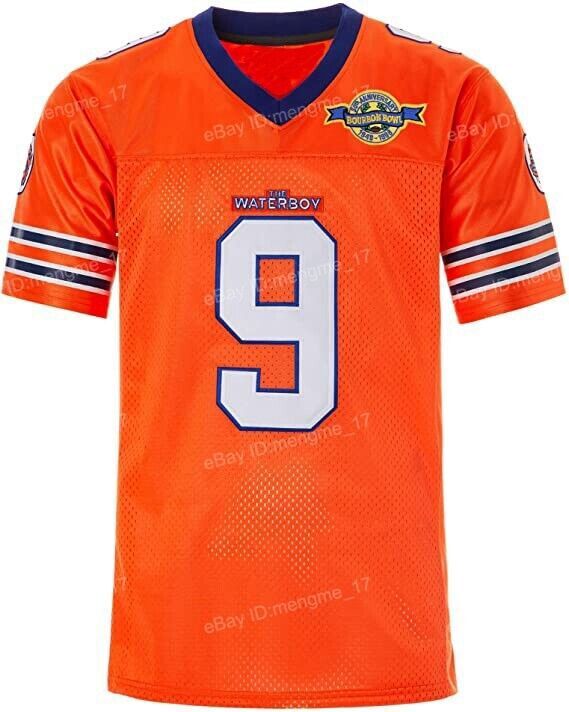 Custom Bobby Boucher #9 The Waterboy Jersey Adam Sandler Stitched S-3XL Orange
