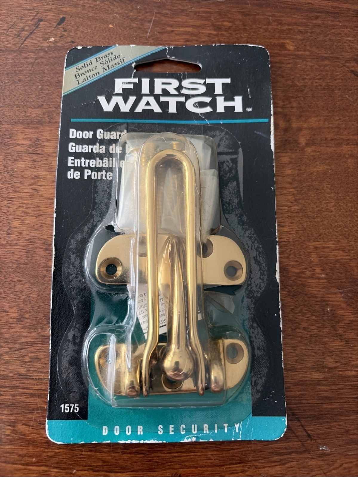 Vintage First Watch Solid Brass Door Guard 1575 Door Security Easy Install -1997