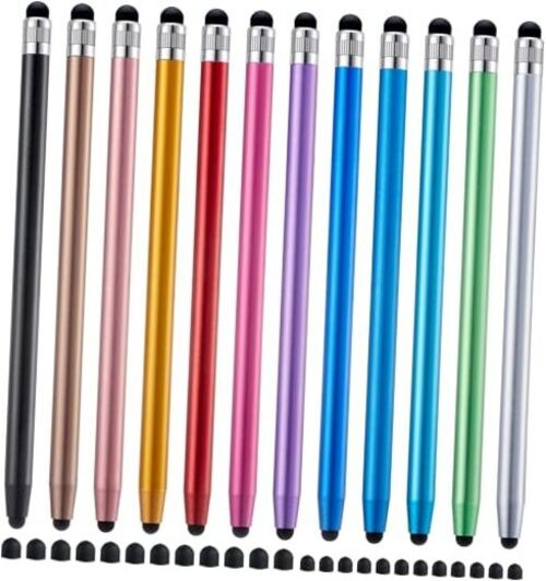 12Pcs Stylus Pen for Touchscreen, 2-in-1 High Precision & 12 Multicolor