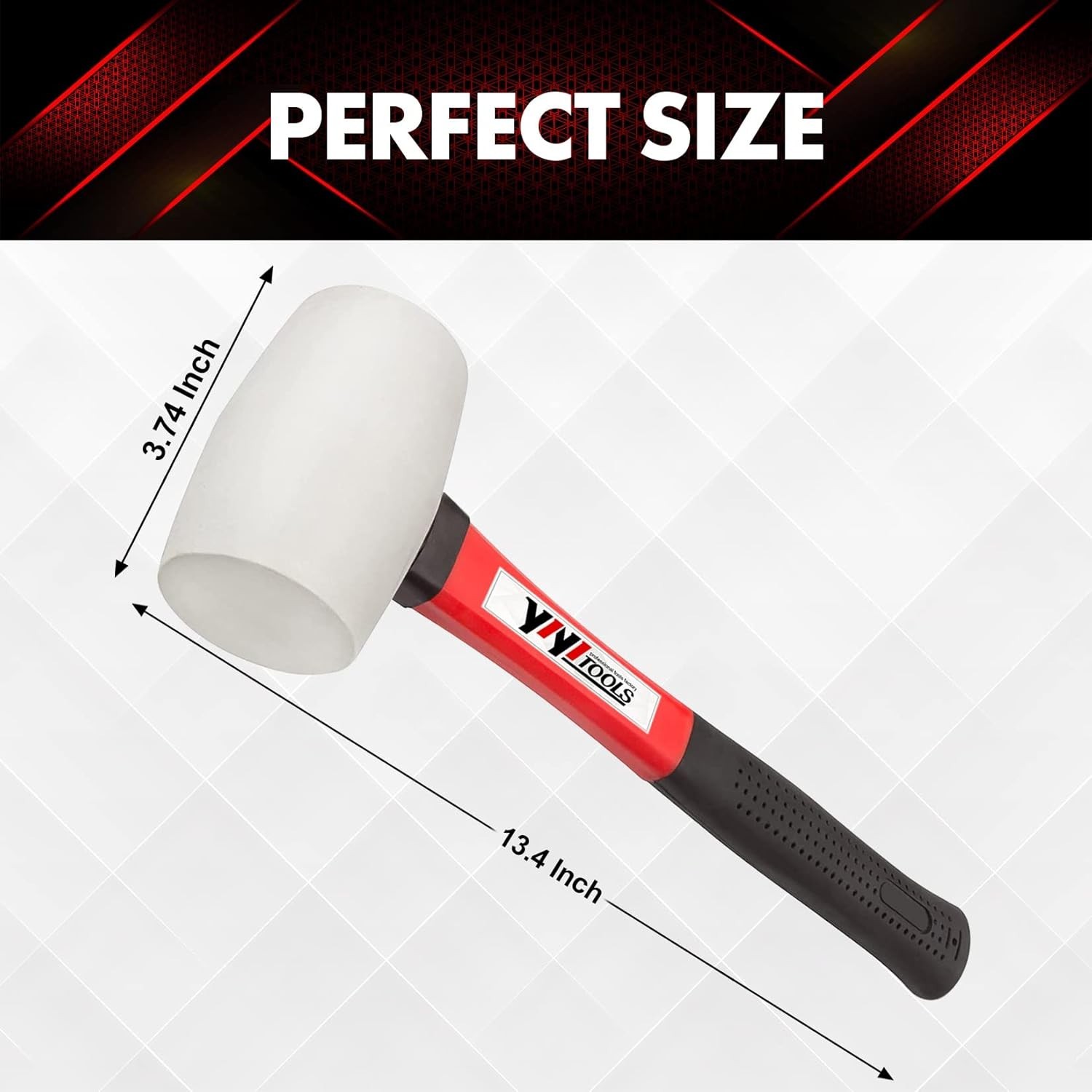 Versatile 16oz Rubber Hammer - Ergonomic Fiberglass Handle for All Projects