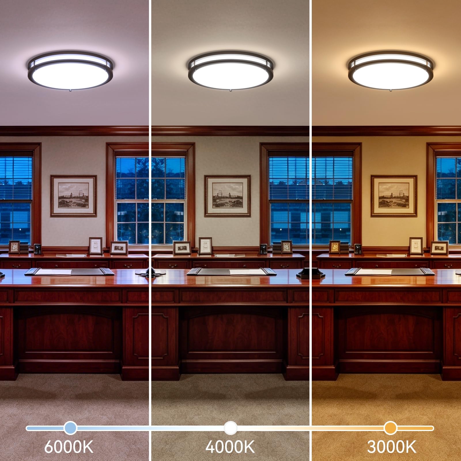LED Ceiling Light 13 Inch Flush Mount 24W Dimmable Remote Kalium Adjustable