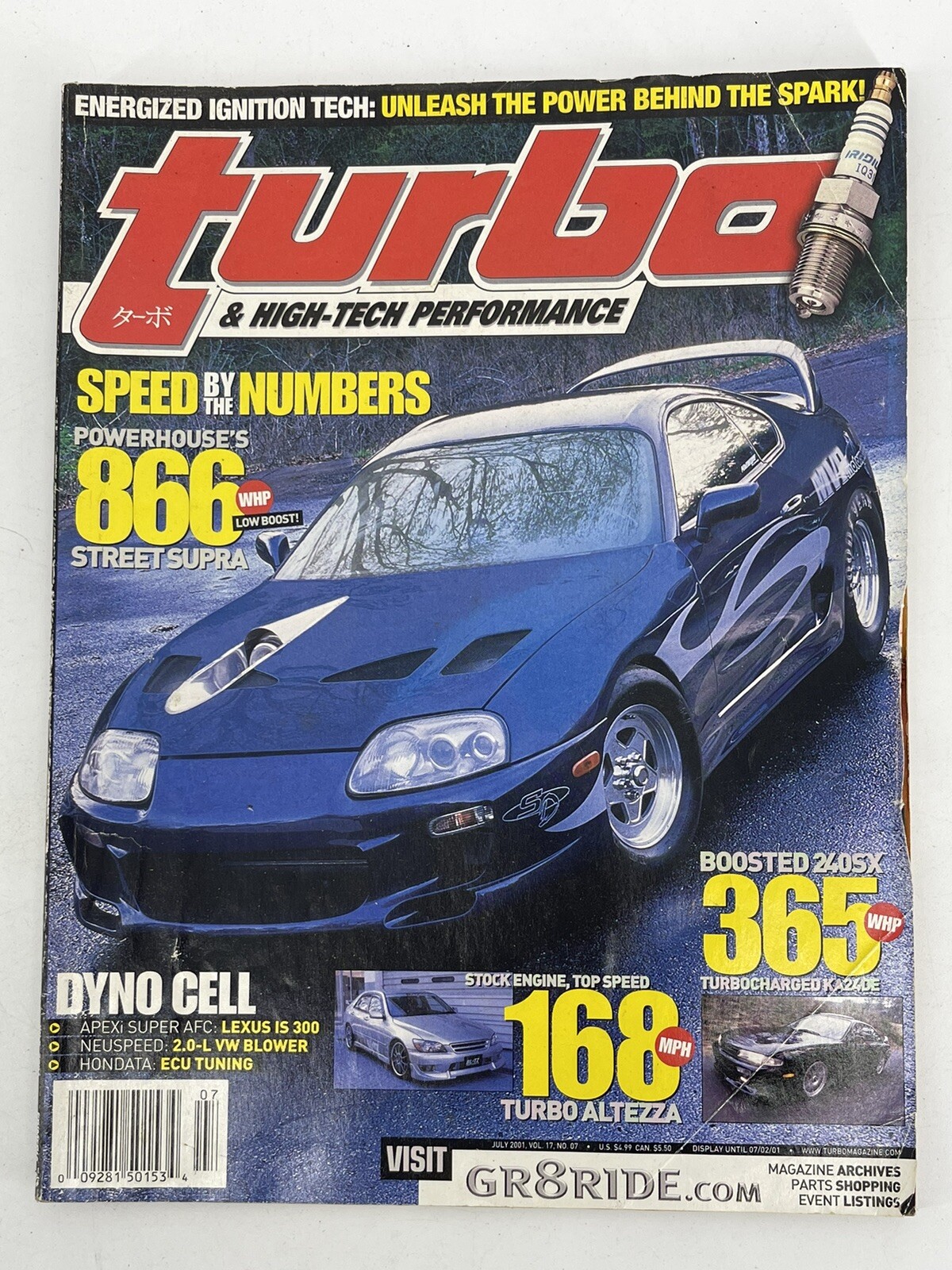 Turbo Car Magazine July 2001 866 HP Toyota Supra Turbo Cover Boosted 240 SX
