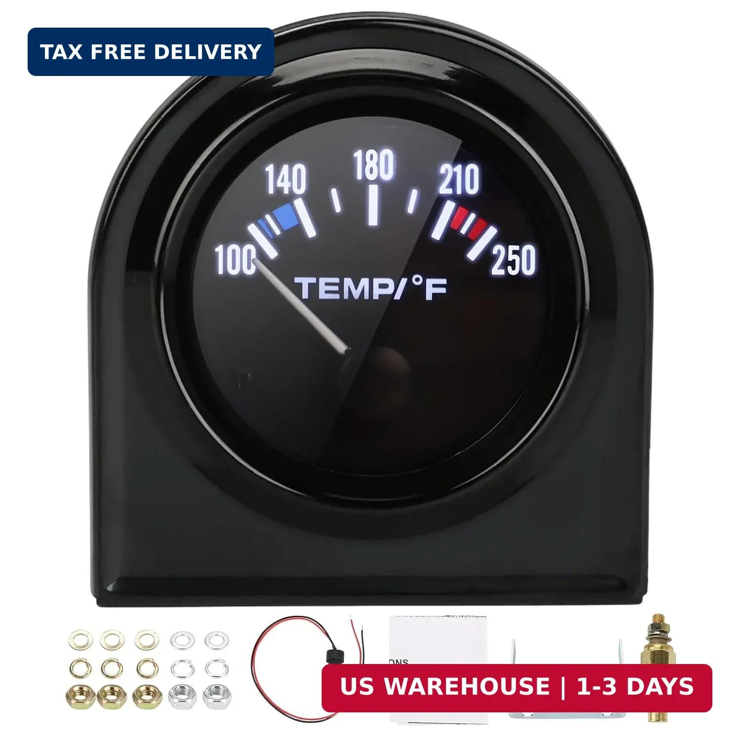 2" 52mm Water Temp Temperature Gauge 100-250 Fahrenheit DC12V | Universal Water
