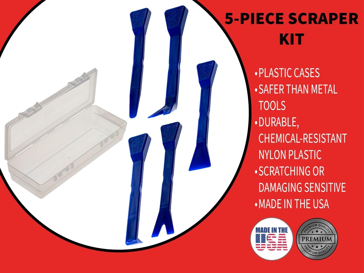 5-Piece Plastic Pry Tool Kit with F1 Case Medium Duty for Auto Trim