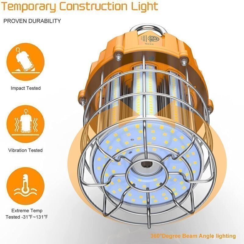 80W LED Temporary Work Light Construction Jobsite Hanging Lights 5000K Daylight