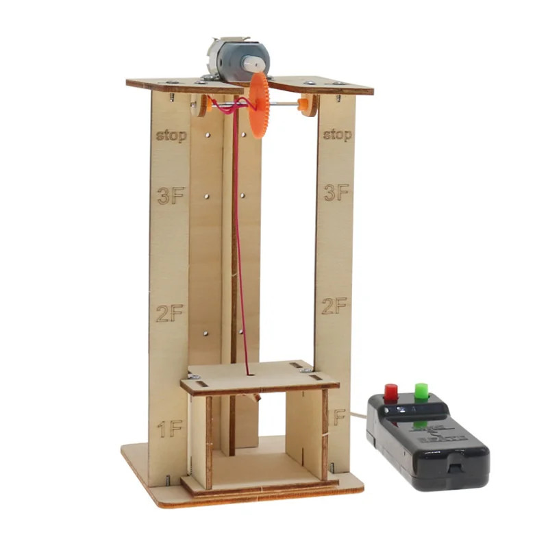 DIY Electric Remote Control Lift Elevator Wooden Model Kit Science School