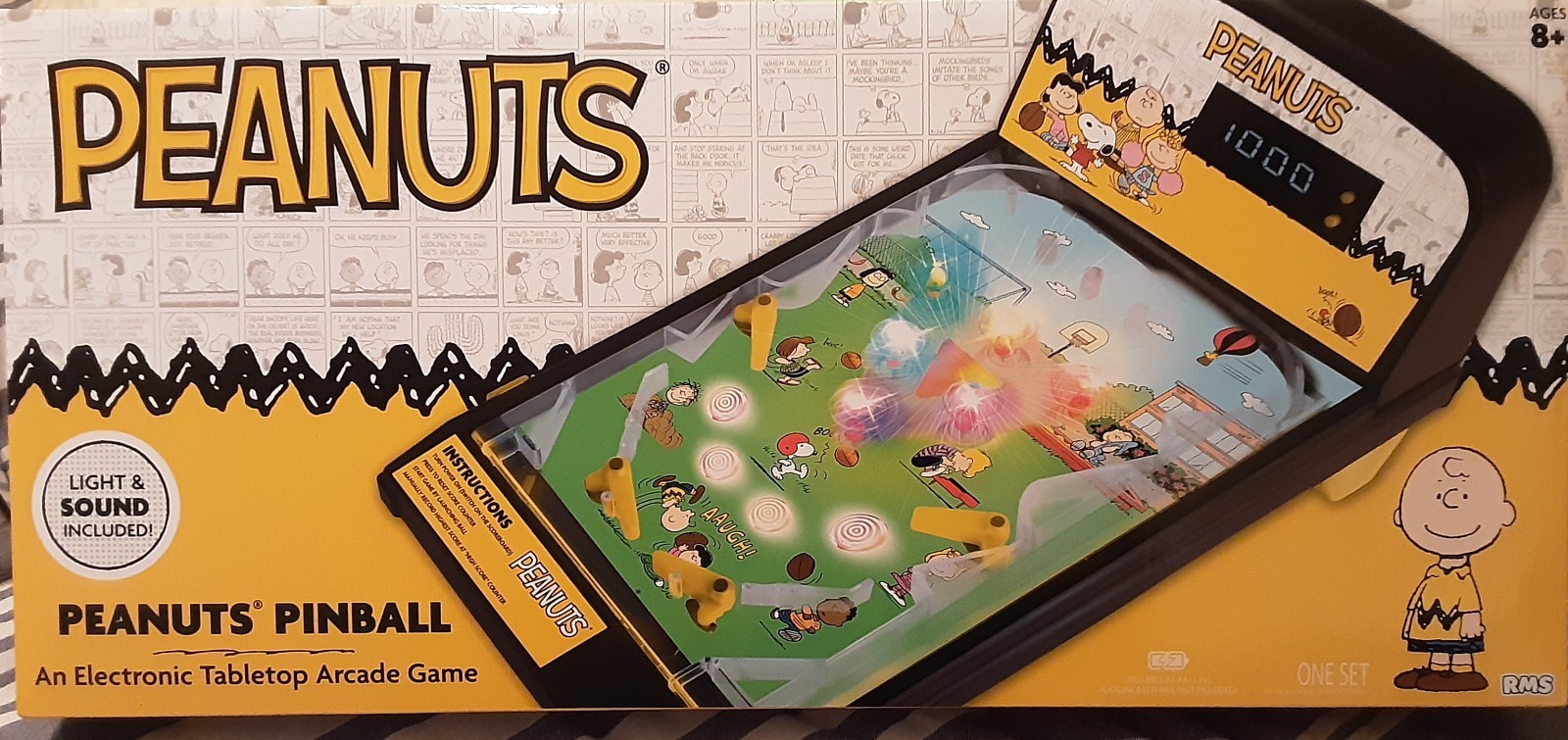 Snoopy Peanuts Electronic Tabletop Arcade Game PINBALL Machine w/Lights & Sound