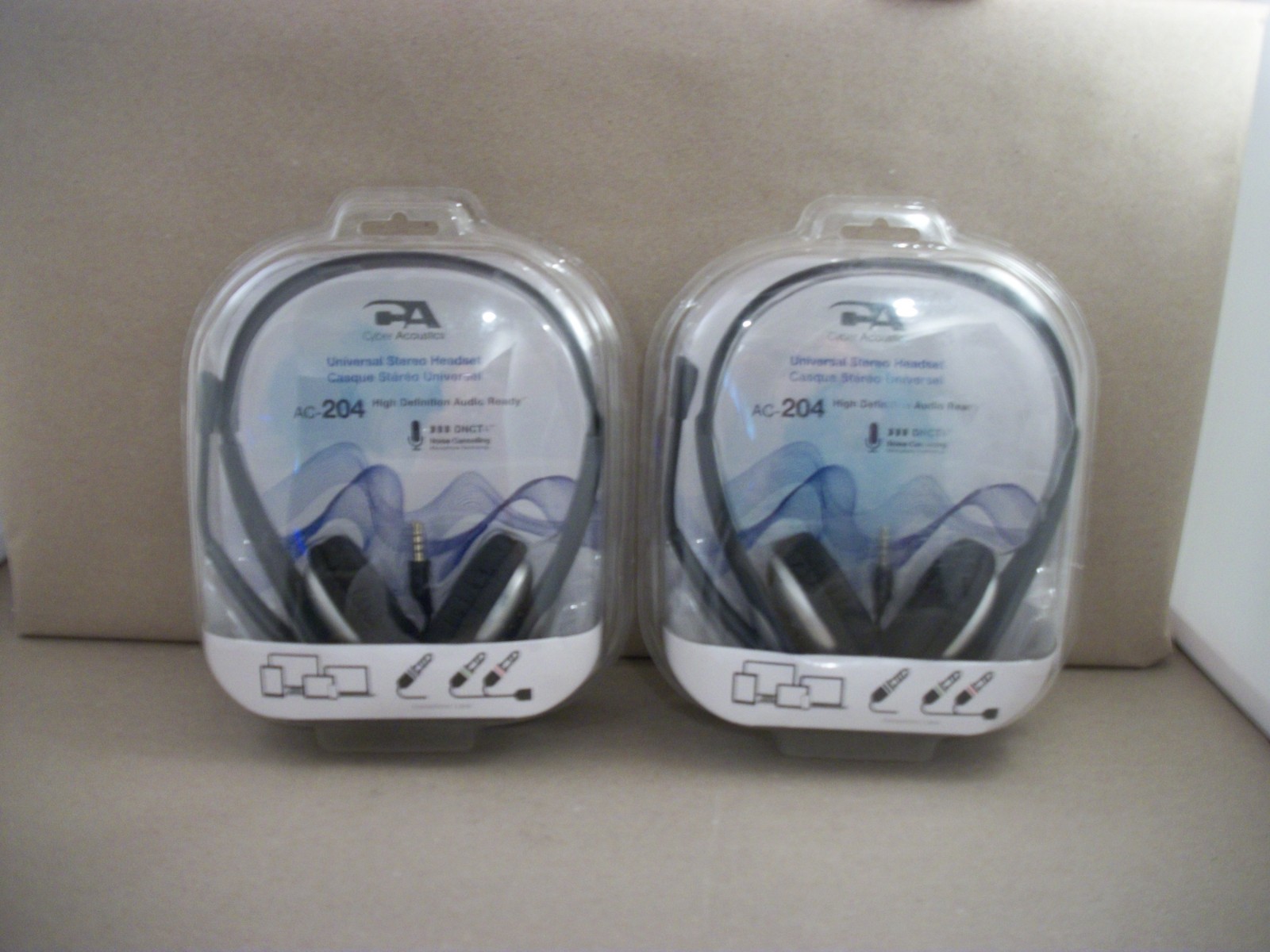 2 New Cyber Acoustics AC-204 Headsets