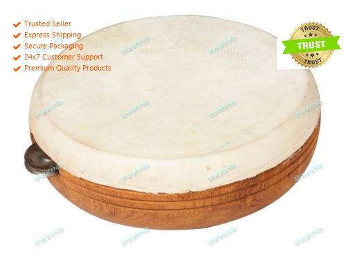 New Khanjeeri Hand Drum Percussion Goat Skin Cover Wooden Duff