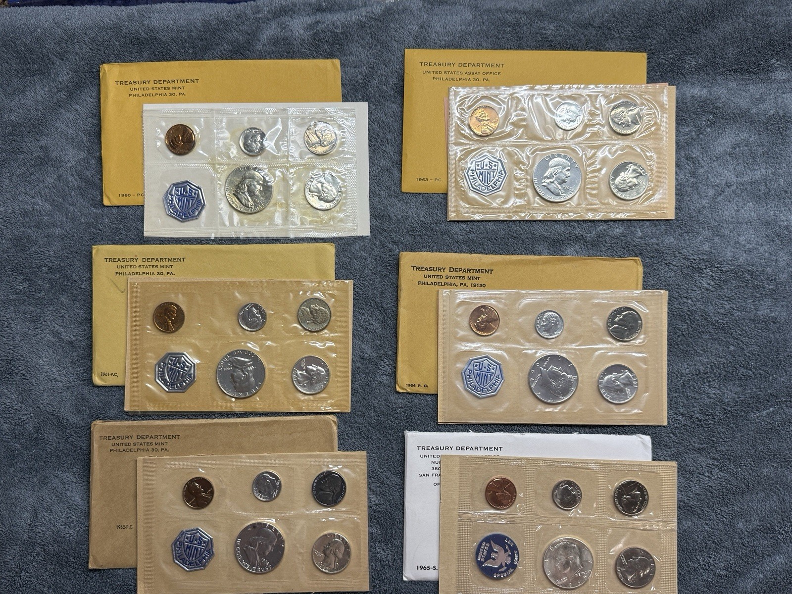 1960-1965 US Proof Sets + 1965 SMS Lot – Original Packaging with Silver