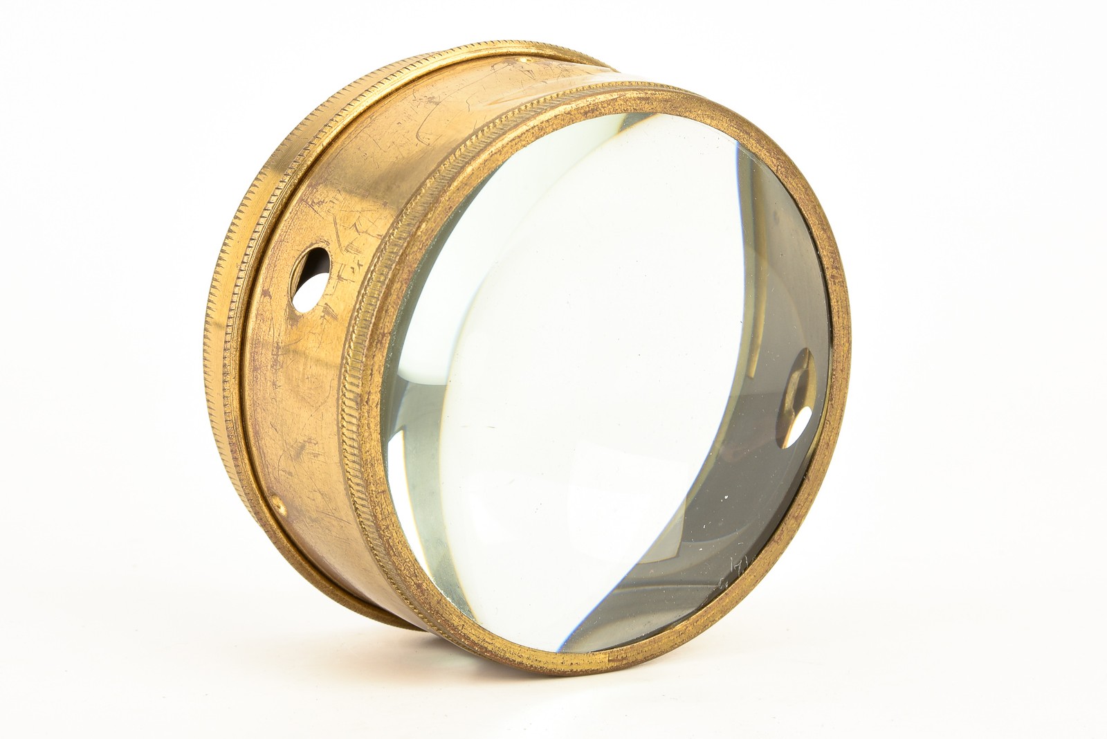 Magic Lantern Brass Cased 3 ¼" 2 Element Plano-Convex Condenser Lens V20