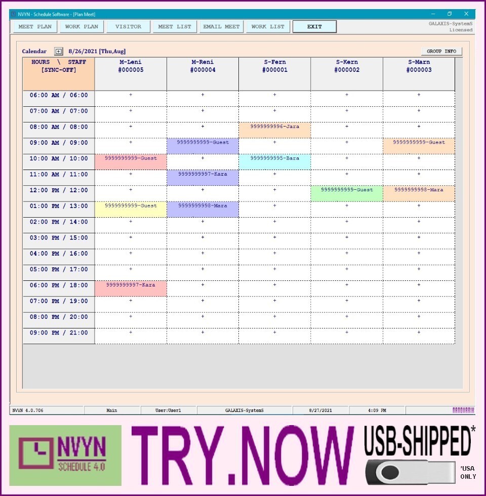 NVYN Visitor Schedule Software - Meet Work Plan Calendar