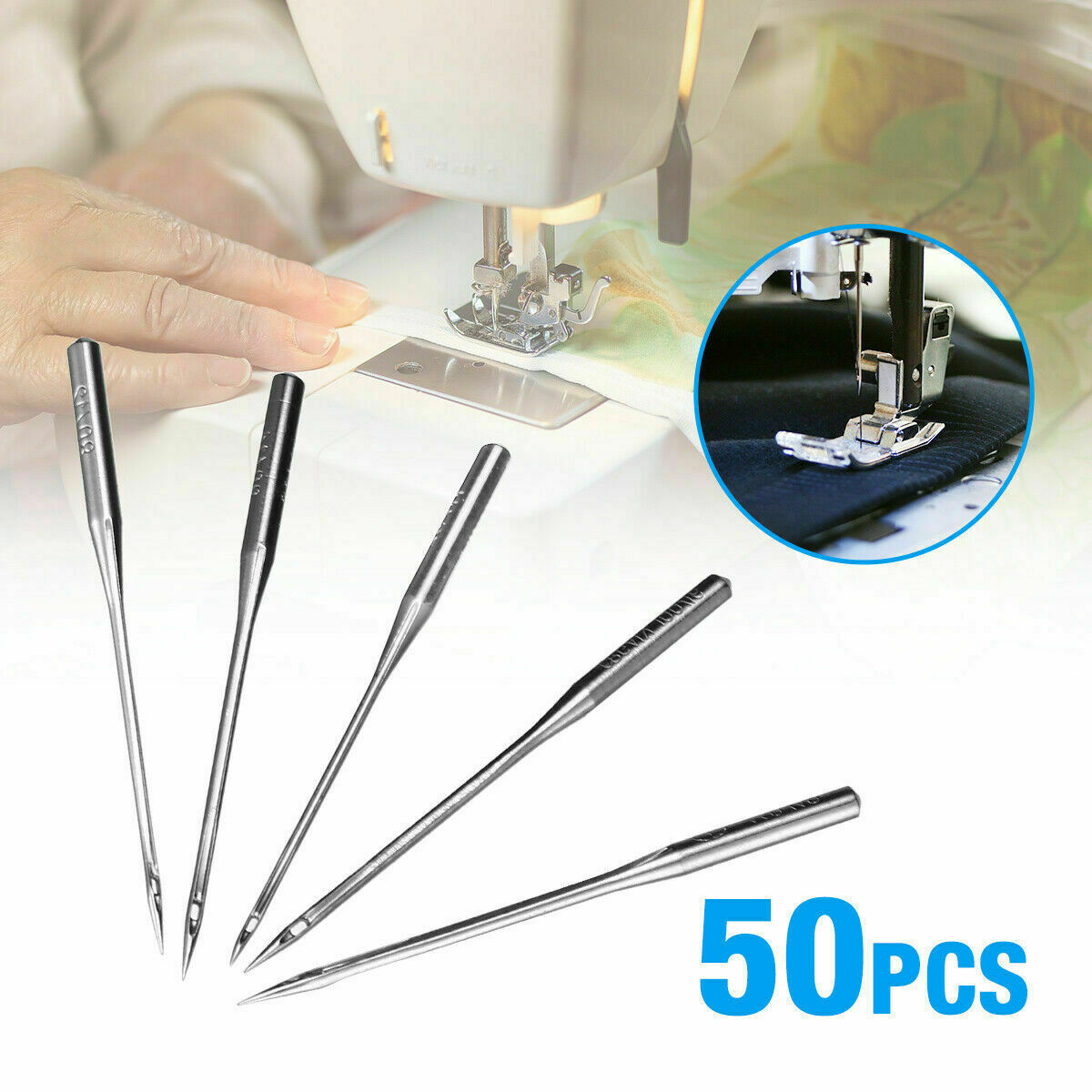 50Pcs Sewing Machine Needles 11/75,12/80,14/90,16/100,18/110 For Brother Singer