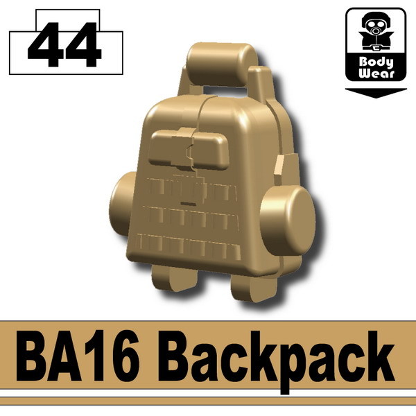 Dark Tan BA16 Backpack Army compatible with toy brick minifig stud