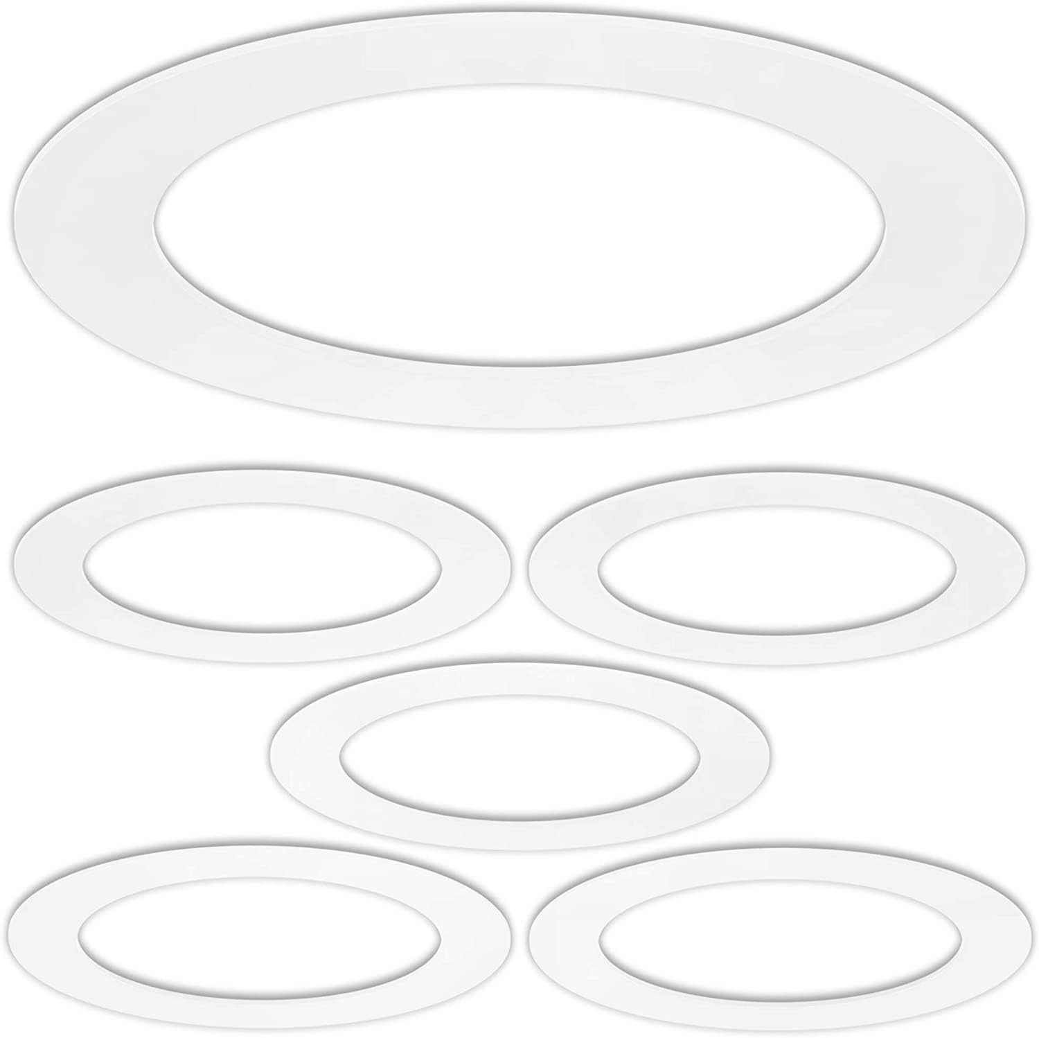 5 Pack Gloss White Goof Trim Ring for 6" Inch Recessed Can 5 Pack,