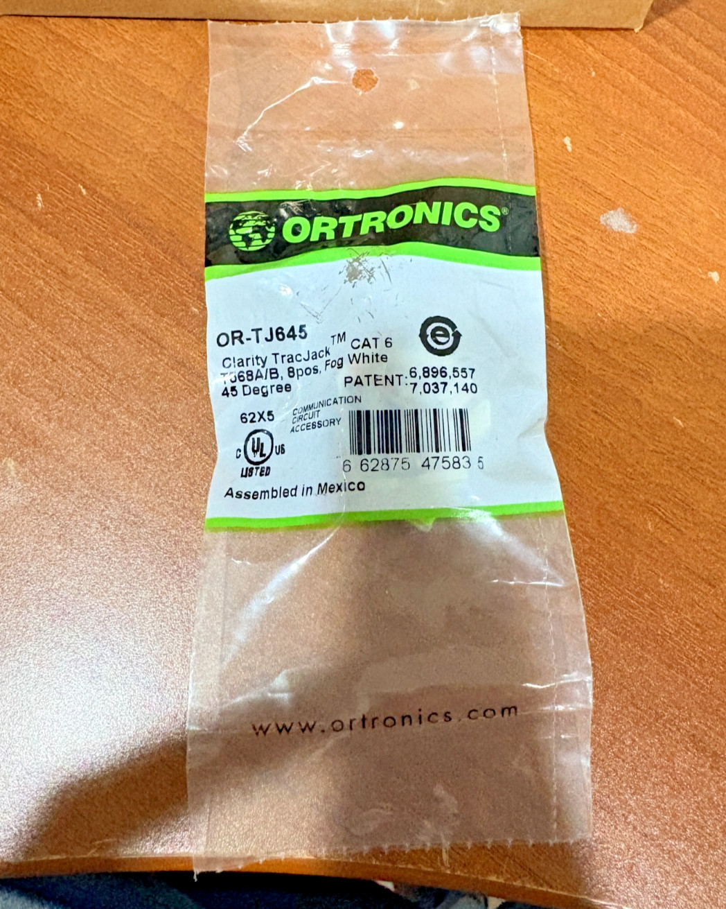 7 (Seven) Ortronics OR-TJ645 Clarity TracJack Cat6 Angled Jack, Fog White