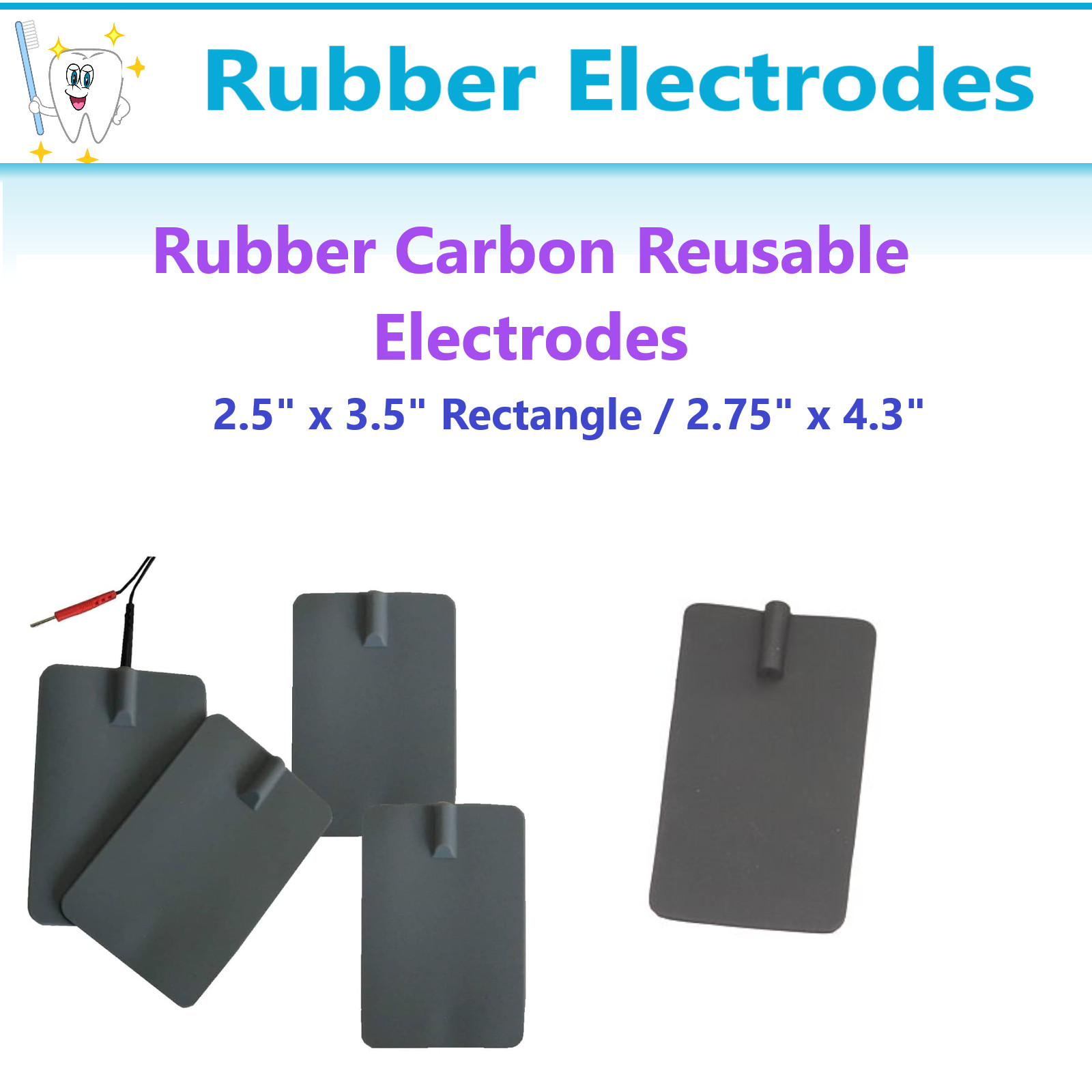 CHATTANOOGA,  ELECTRODE RUBBER CARBON RE-USABLE, BLACK 2.75" x 4.3" Rectangle