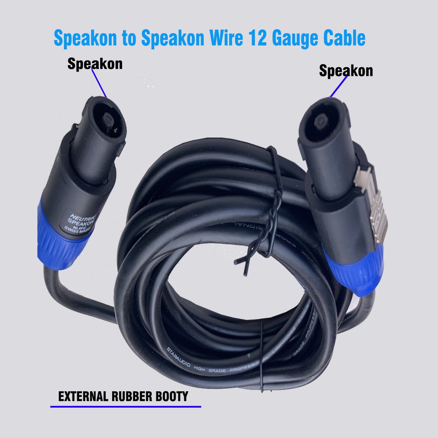 Speakon to Speakon Cable 50ft 12 Gauge AWG Wire AMP to PA Audio Speaker DJ Cable