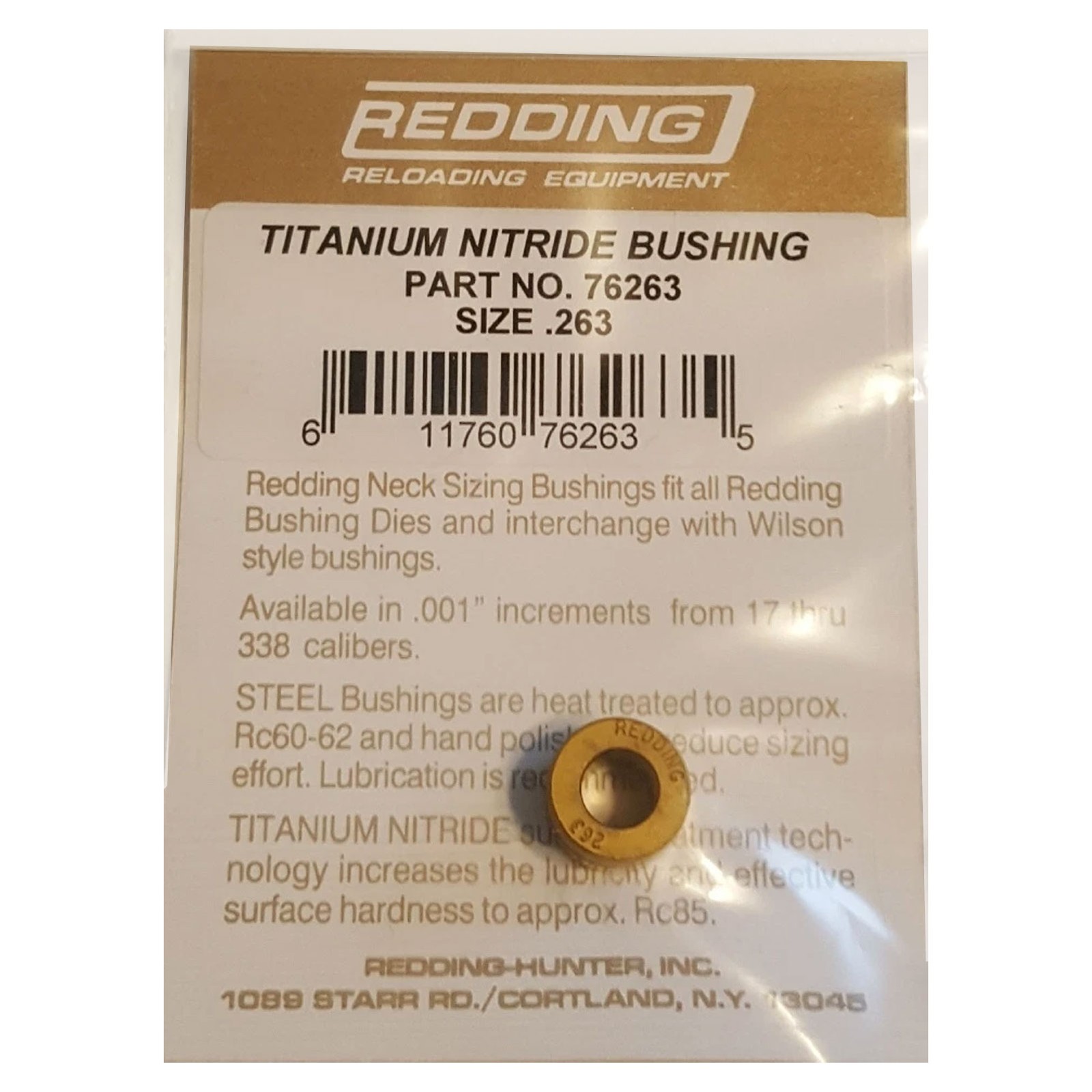 REDDING .263in Titanium Nitride Neck Sizing Bushing (76263)