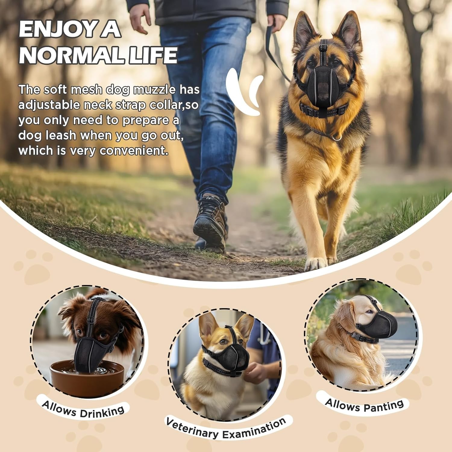 Soft Nylon Dog Muzzle with Reflective Edges - Secure Fit for Training & Grooming