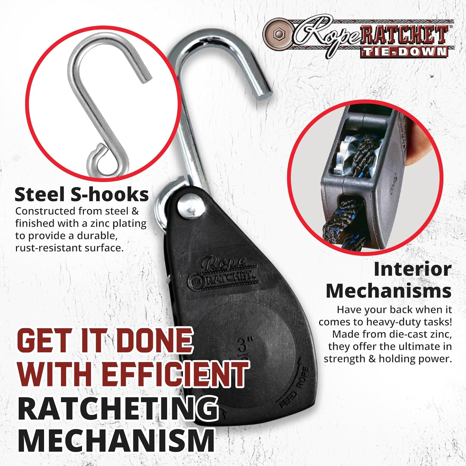 3/8" Tie down Pulley Hanger, Ratchet Only, No Rope Included - Heavy Duty Locking
