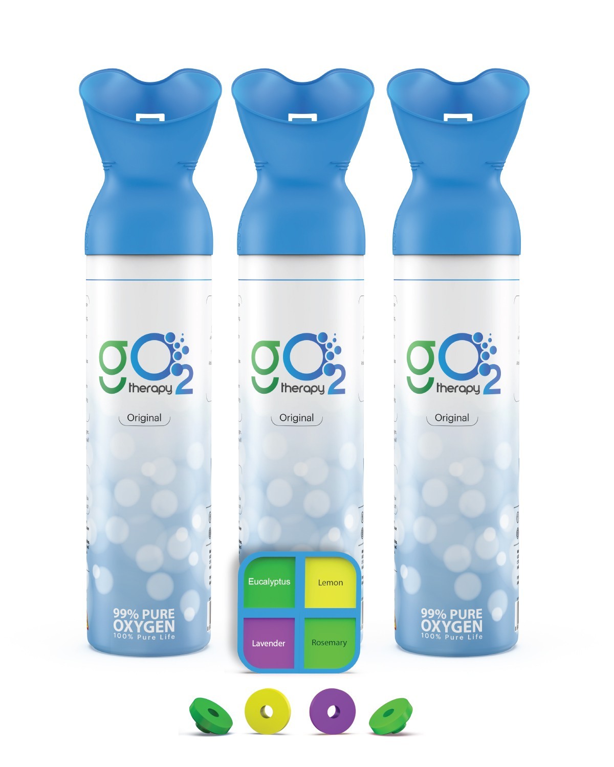 gO2Therapy Up to 1350 Inhalations (3 pack) Portable Oxygen Canister 4 Fragrance