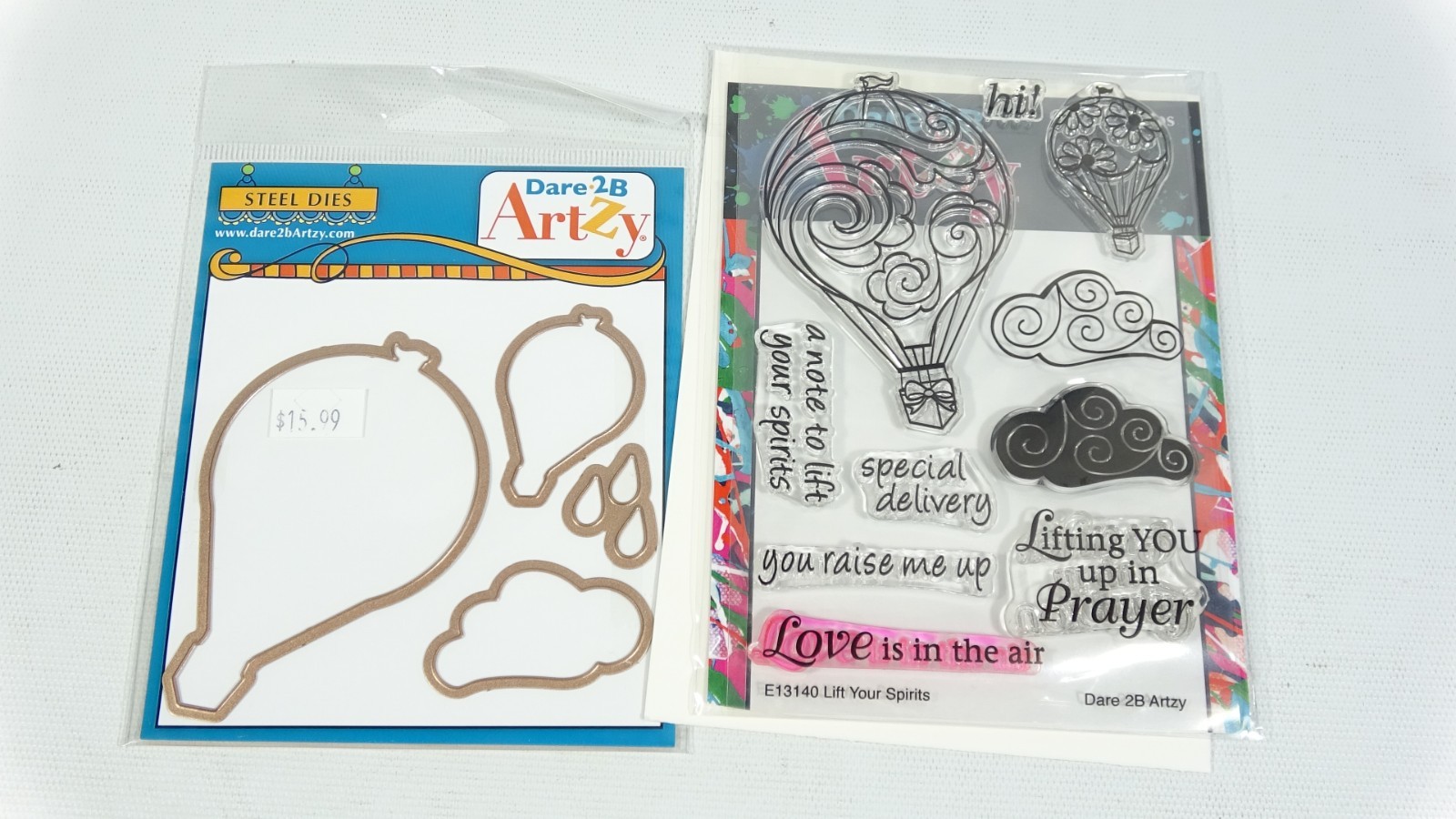 Dare 2B Artzy Clear Rubber Stamps & Die Set Lift Your Spirits E13140